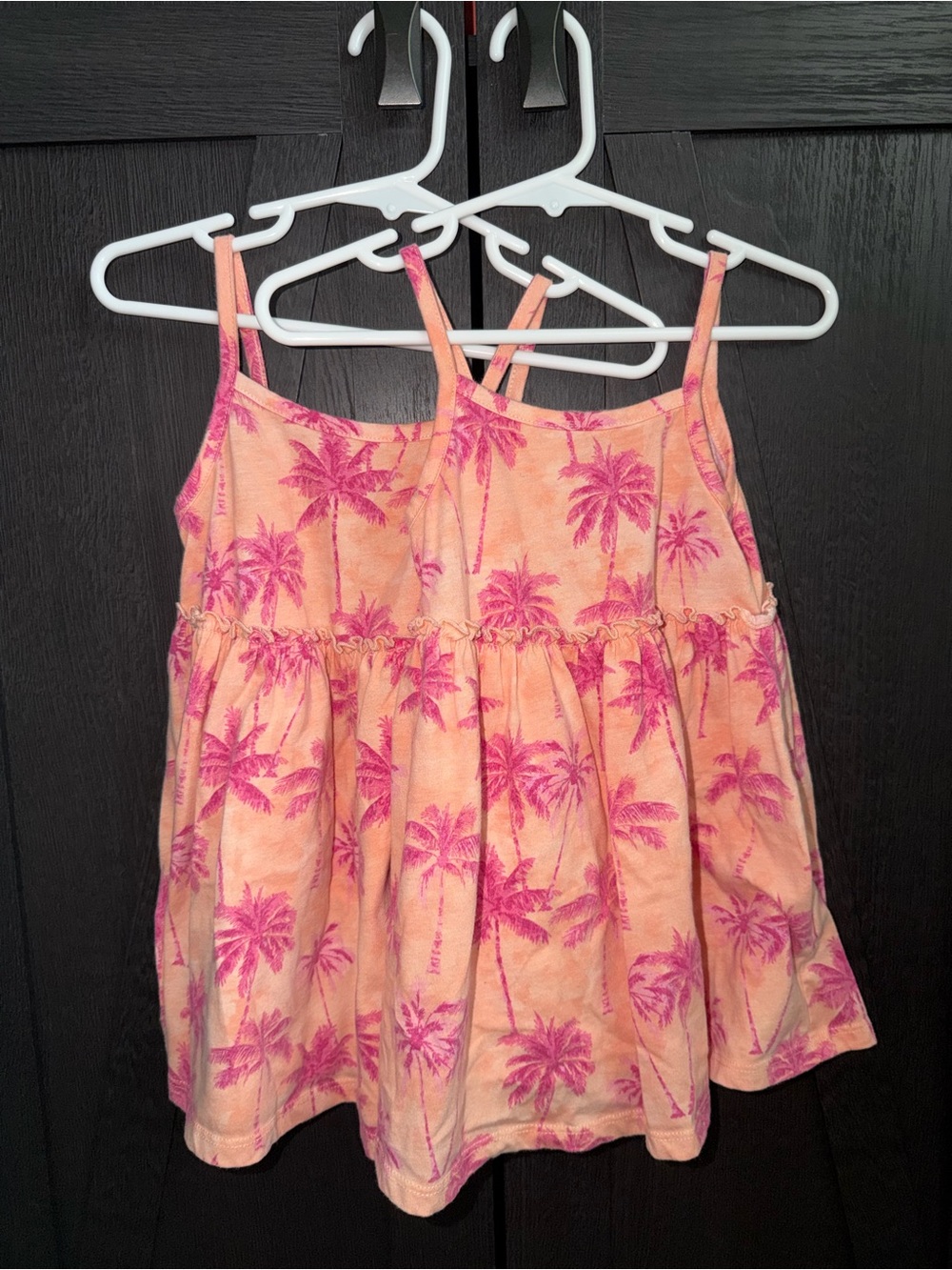 The Children's Place Peach and Pink Palm-Print Tank Dress
